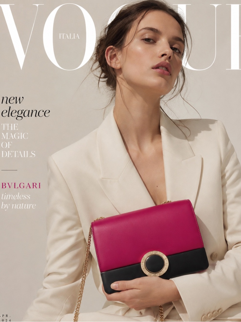 Bvlgari BVLGARI Magenta Calf leather Flap Shoulder Bag Like New